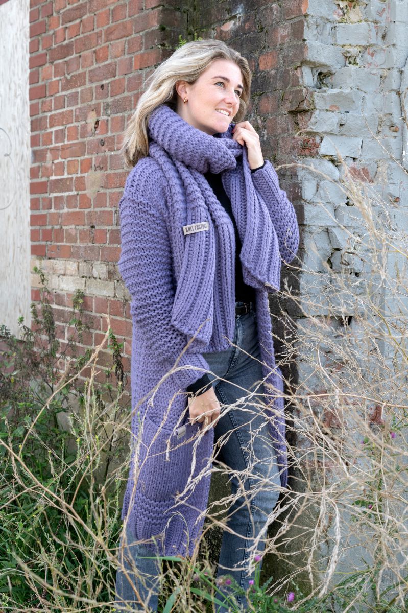 alex long knitted cardigan aubergine 3638