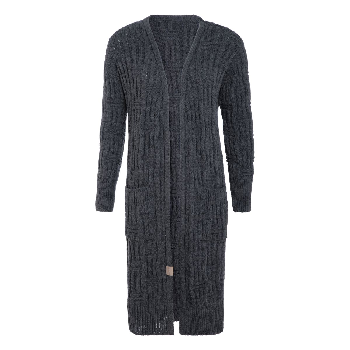 bobby long knitted cardigan anthracite 4042 with side pockets