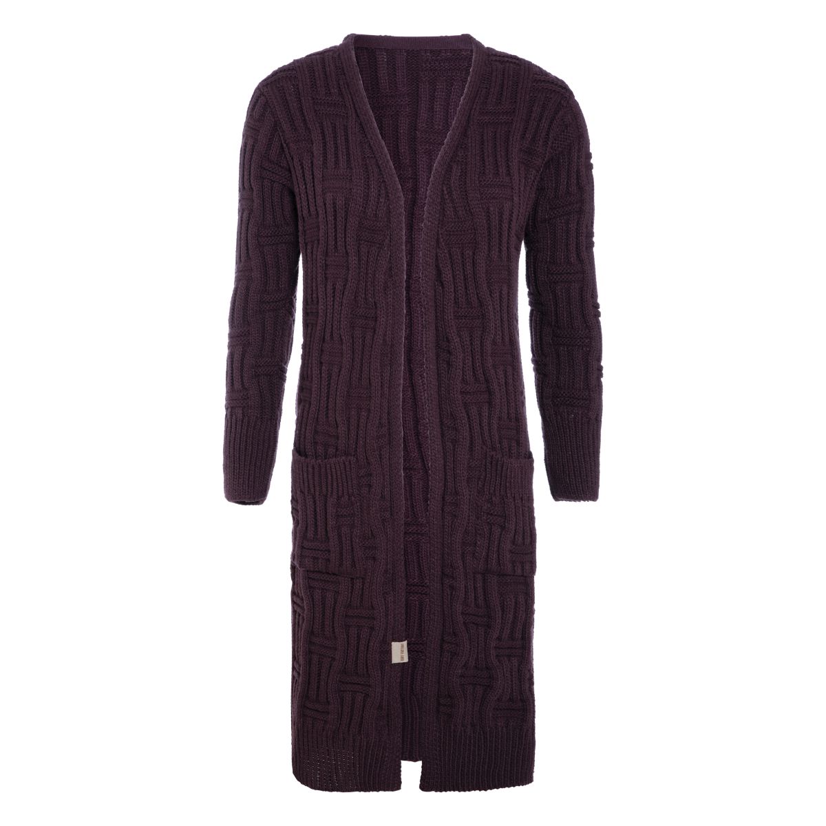 bobby long knitted cardigan aubergine 4042 with side pockets