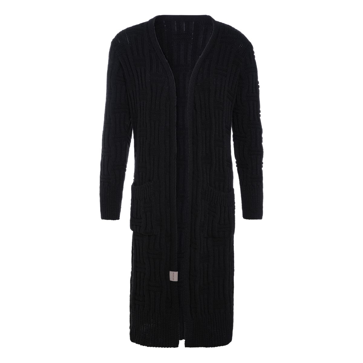 bobby long knitted cardigan black 3638 with side pockets