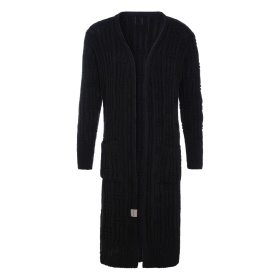 Bobby Long Knitted Cardigan Black - 36/38 - With side pockets