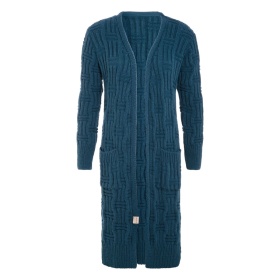 Bobby Long Knitted Cardigan Petrol - 36/38 - With side pockets