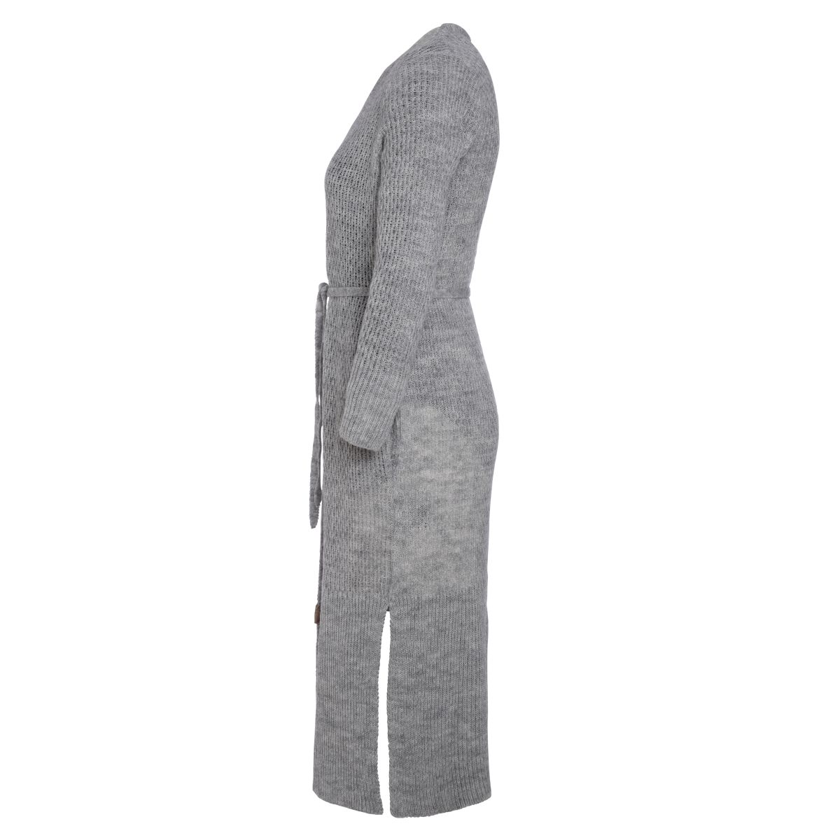 gina long knitted cardigan light grey 3638 with side pockets