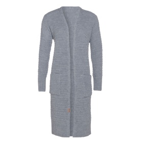Jaida Long Knitted Cardigan Light Grey - 36/38 - With side pockets