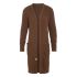 jaida long knitted cardigan tobacco 3638 with side pockets