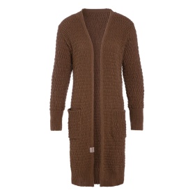 Jaida Long Knitted Cardigan Tobacco - 40/42 - With side pockets