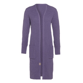 Jaida Long Knitted Cardigan Violet - 40/42 - With side pockets