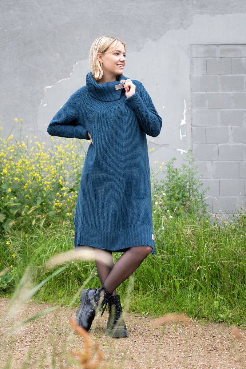 jamie knitted dress petrol 3638