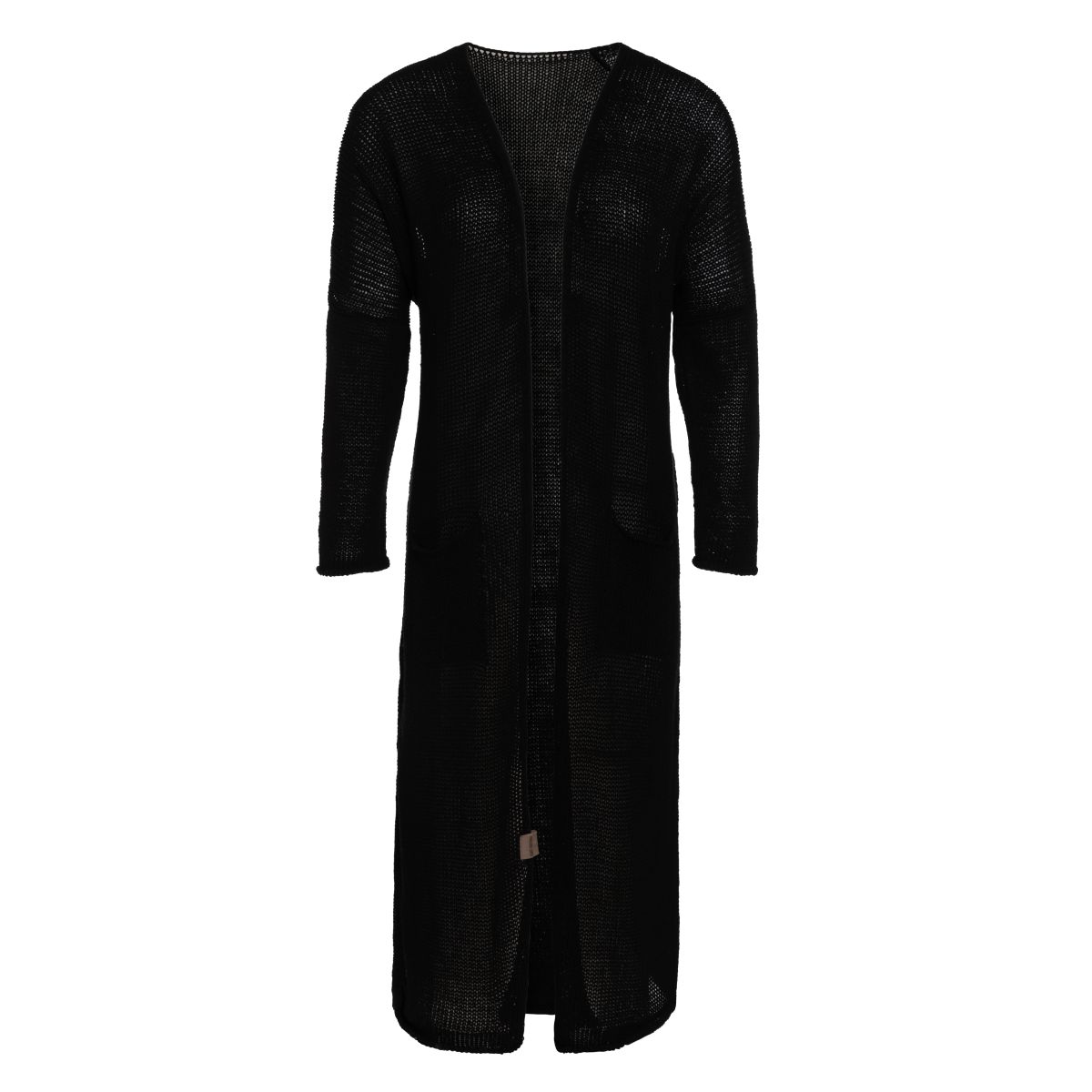 jasmin long knitted cardigan black 3638 with side pockets