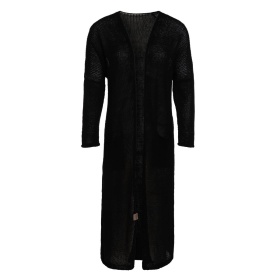 Jasmin Long Knitted Cardigan Black - 40/42 - With side pockets