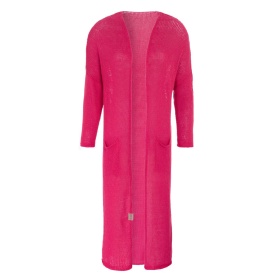 Jasmin Long Knitted Cardigan Fuchsia - 36/38 - With side pockets