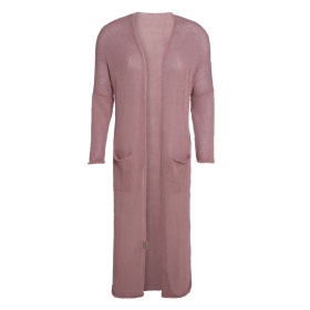 Jasmin Long Knitted Cardigan Old Pink - 40/42 - With side pockets