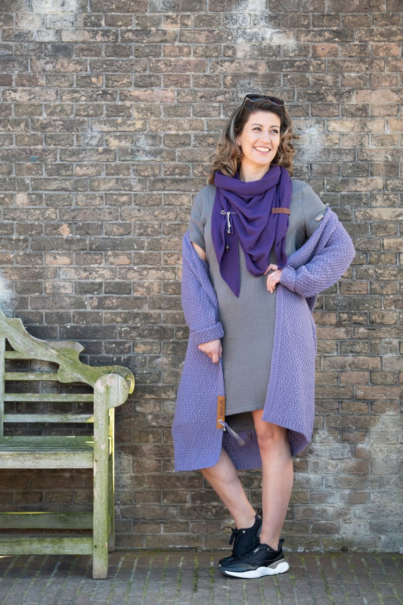 luna long knitted cardigan violet 4042
