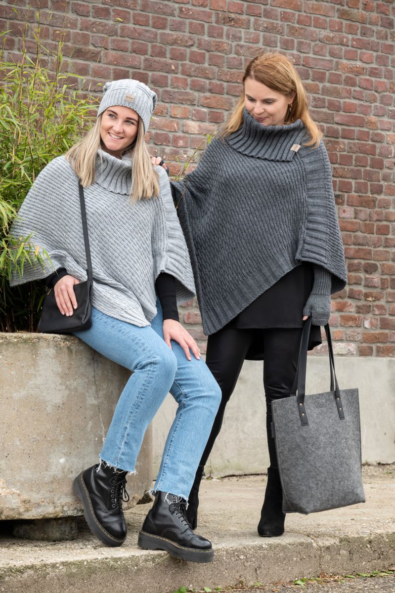 nicky knitted poncho tobacco